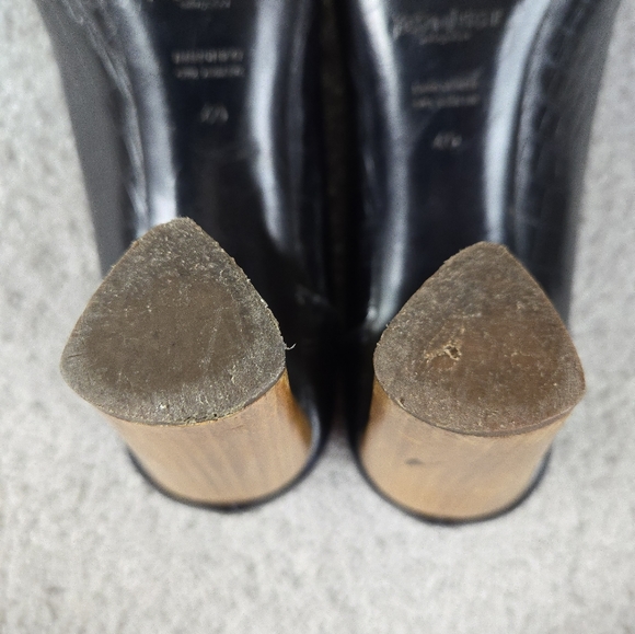 YSL Twee Yves Saint Laurent Black Closed Toe Heels Wood Heel Size 40 188 429 - Picture 8 of 11